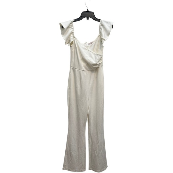 CHELSEA 28 OFF THE SHOULDER JUMPSUIT IN IVORY CLOUD - Picture 3 of 13
